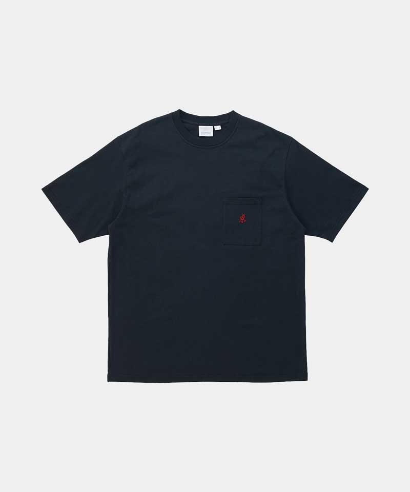 Gramicci vintage black One Point Tee with a small running man graphic against a light-tone background.