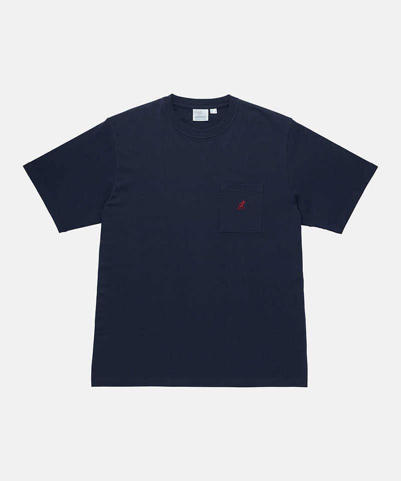 Gramicci navy One Point Tee against a light-tone background.