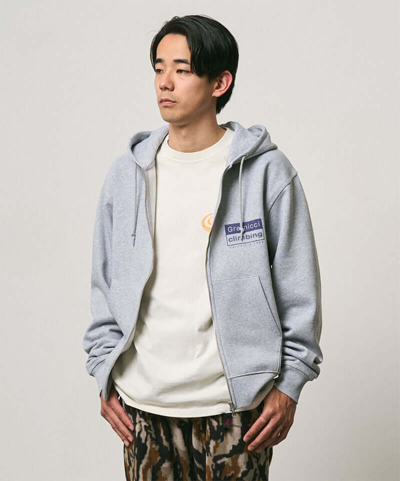Gramicci Climbing Zip Hooded Sweatshirt Color: GREY HEATHER