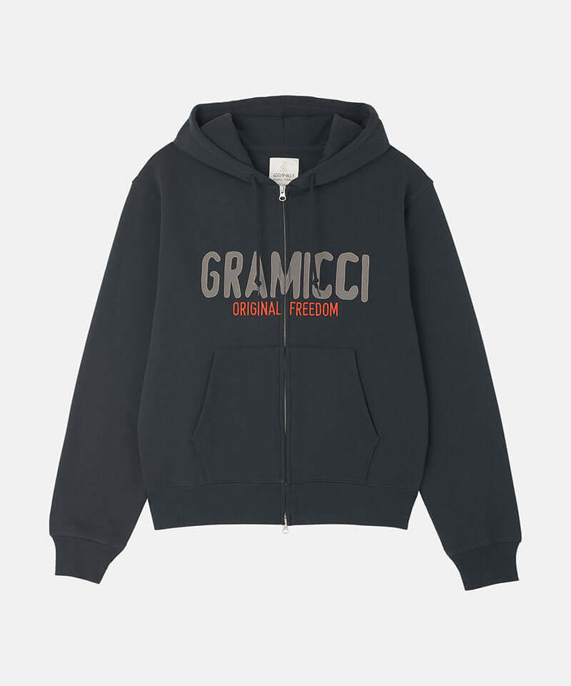 Gramicci Spell Out Zip Hooded Sweatshirt Color: VINTAGE BLACK