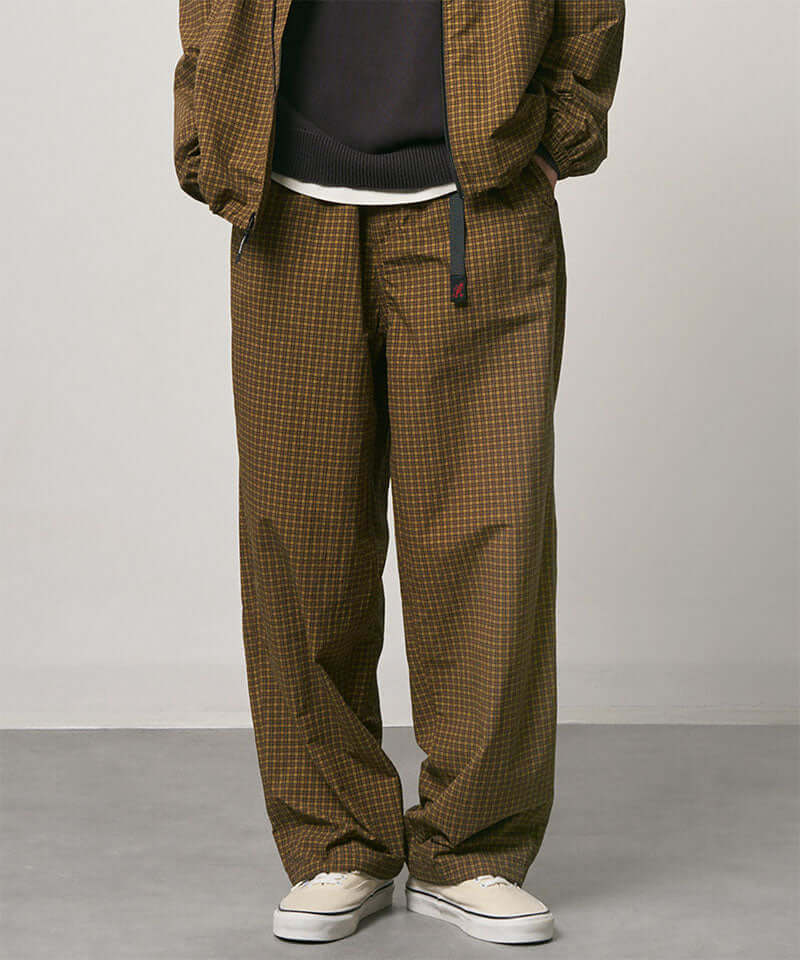 Gramicci Mini Check Nylon Pant Color: BROWN CHECK