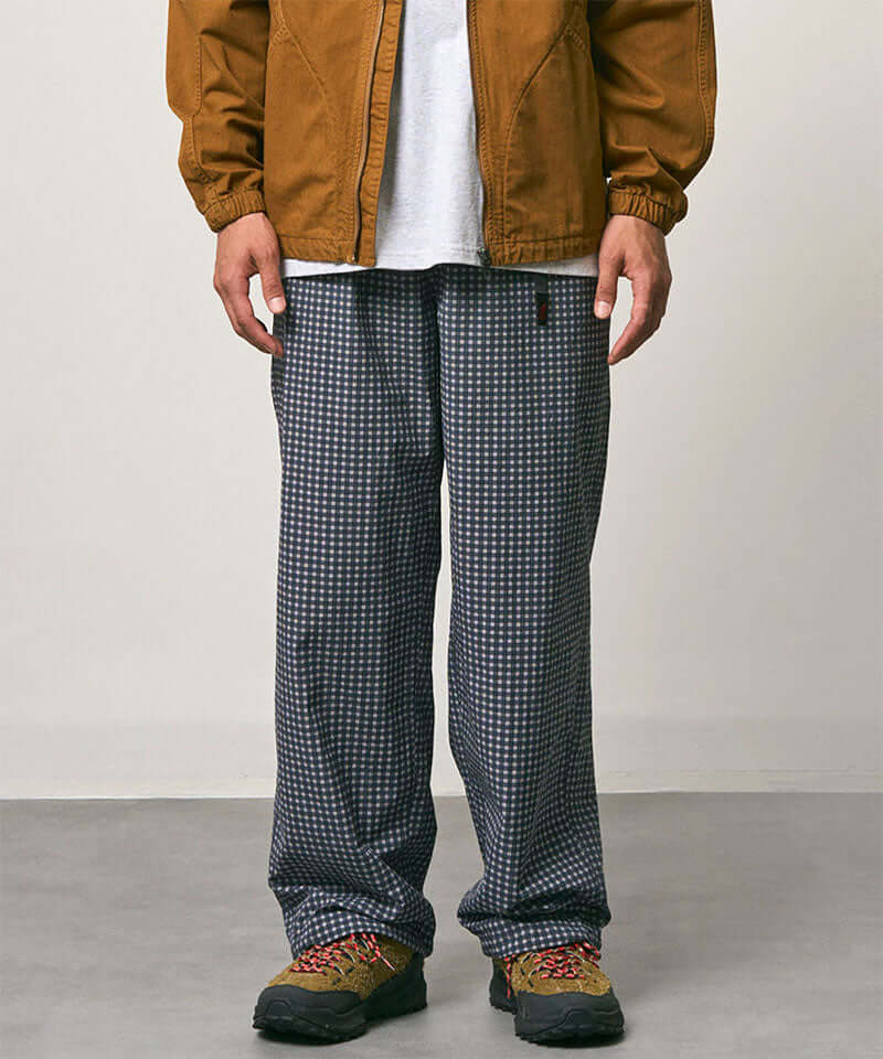 Gramicci Mini Check Nylon Pant Color: NAVY CHECK