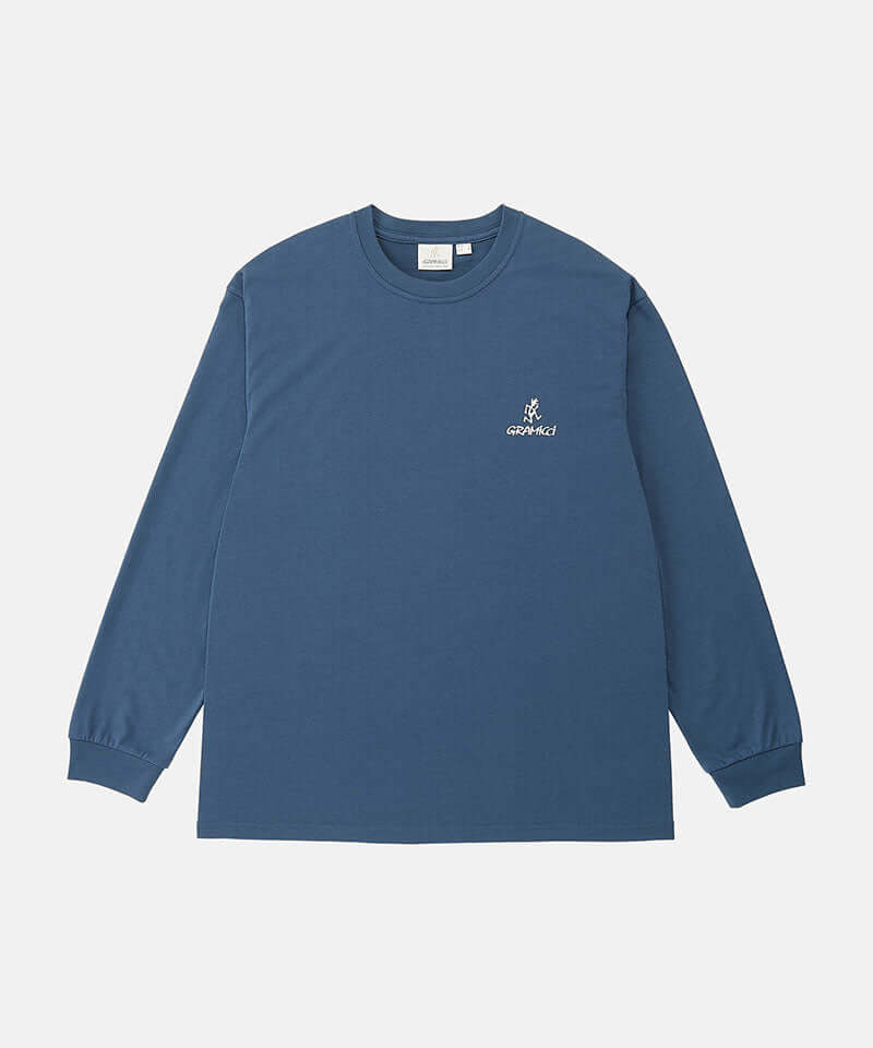 Gramicci One Point Logo L/S Tee Color: DUSKY BLUE