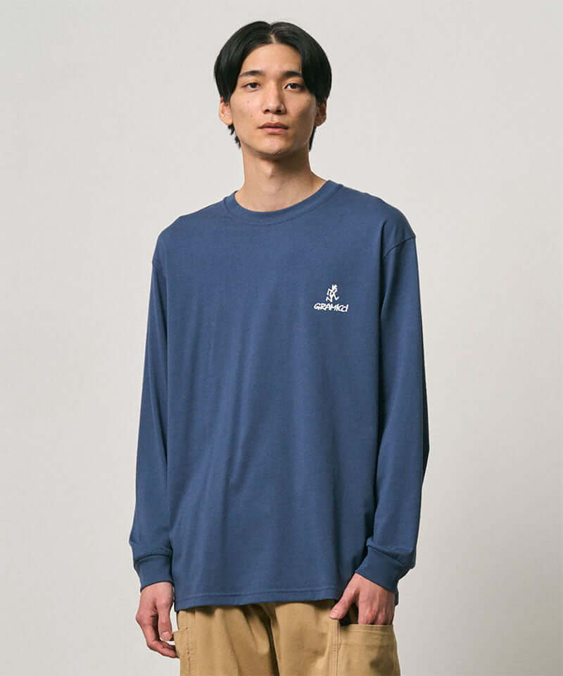 Gramicci One Point Logo L/S Tee Color: DUSKY BLUE