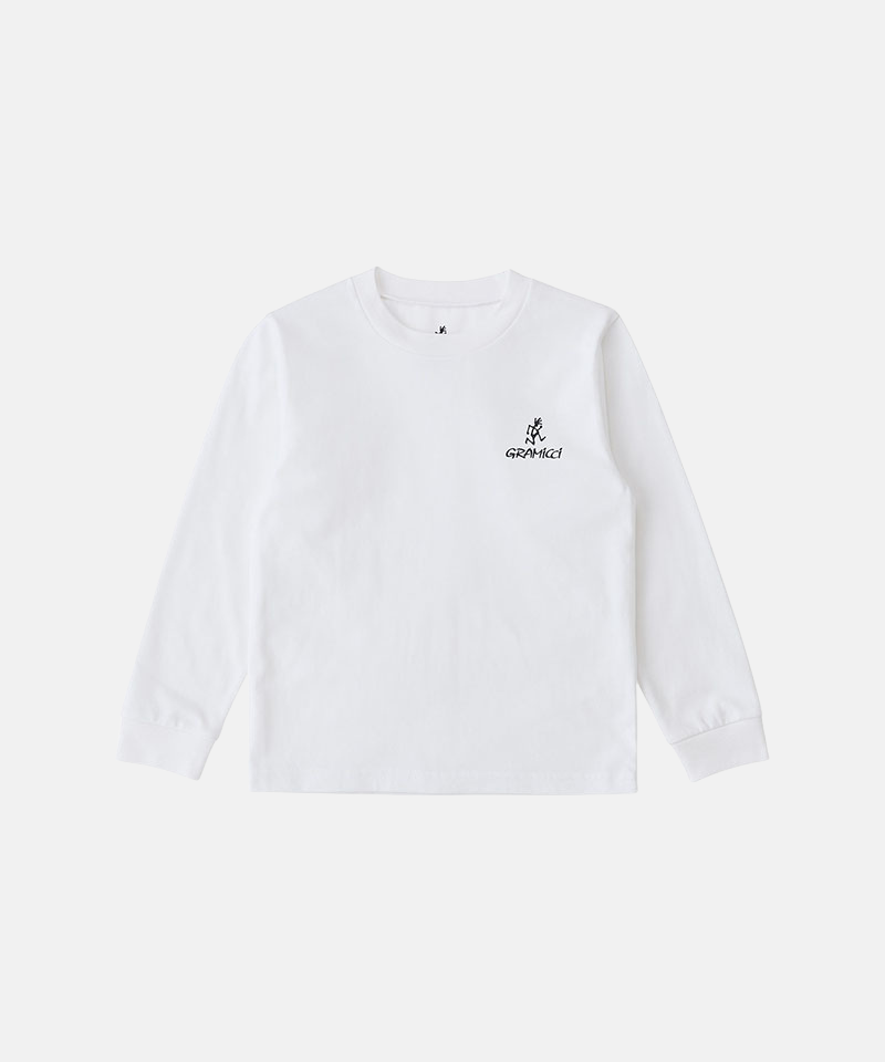Gramicci white One Point Logo Long Sleeve Tee with a graphic against a light-tone background.