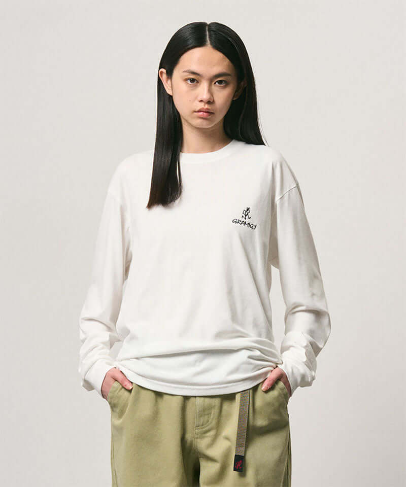Gramicci One Point Logo L/S Tee Color: WHITE