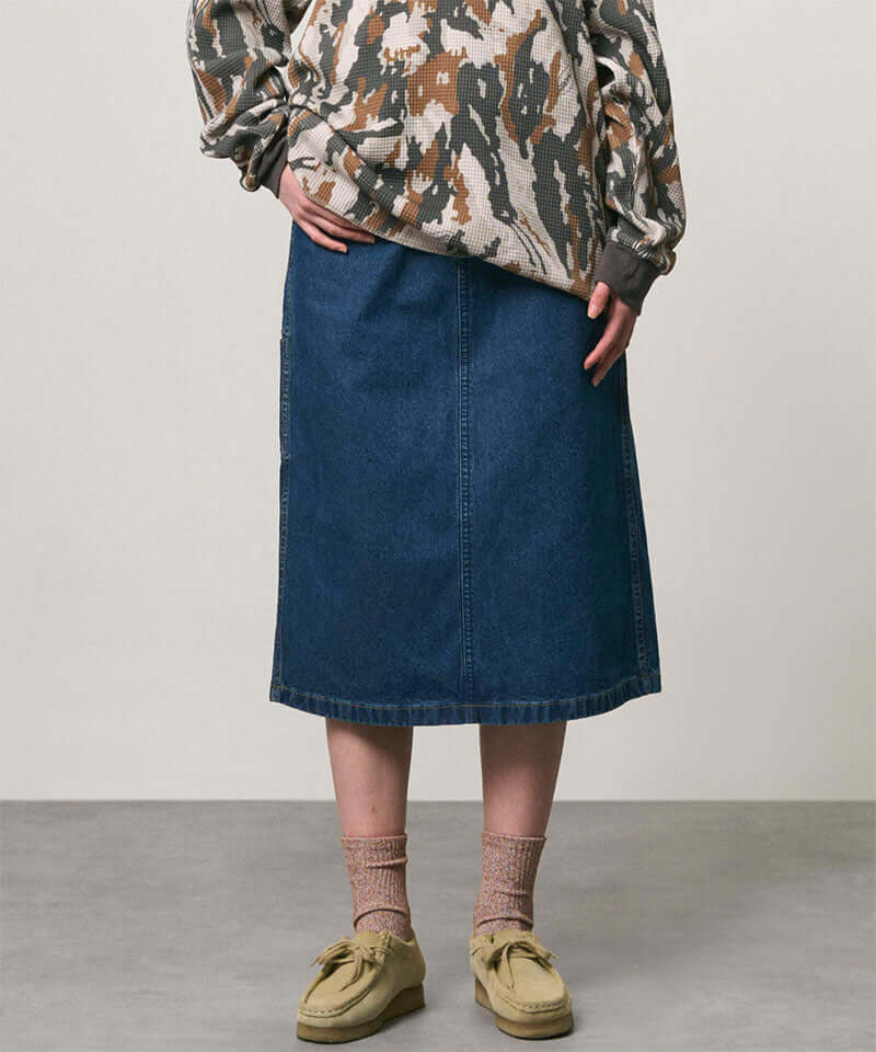 Gramicci Denim Carpenter Skirt Color: STONE DENIM