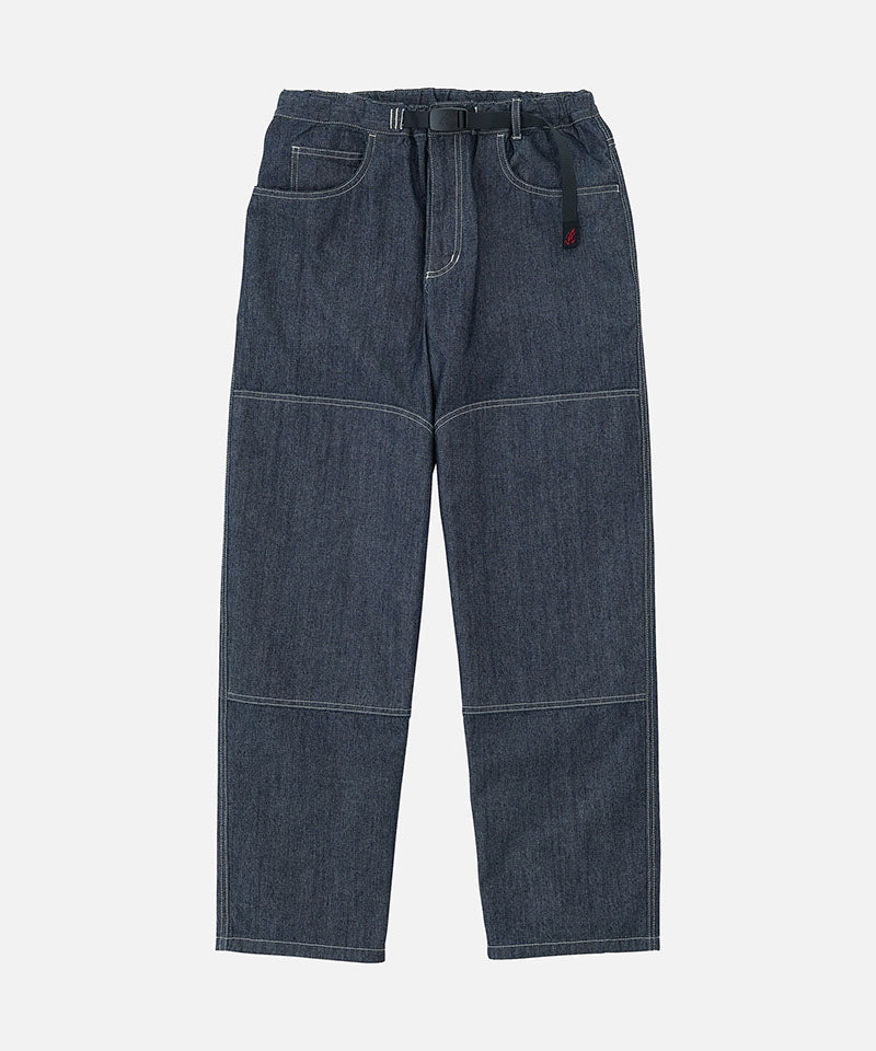 Gramicci Japanese Chambray Double Knee pant in navy against a light tone background.