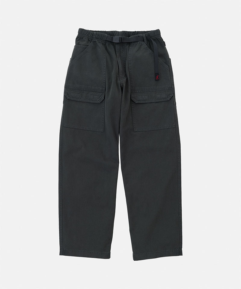 Smokey grey Gramicci EQT Pant with a belt against a light-tone background.