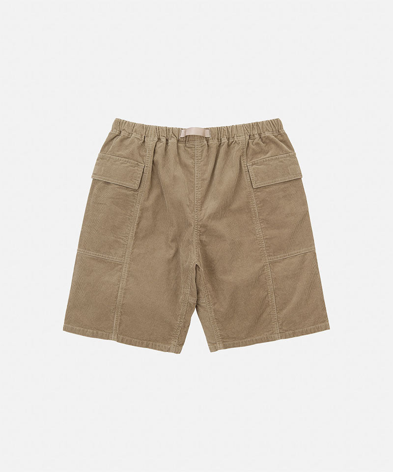 Back view of the Gramicci Women's Corduroy Utility Short in beige against a light-tone background.
