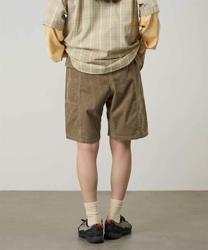Back view of the Gramicci Women's Corduroy Utility Short in beige against a light-tone background.