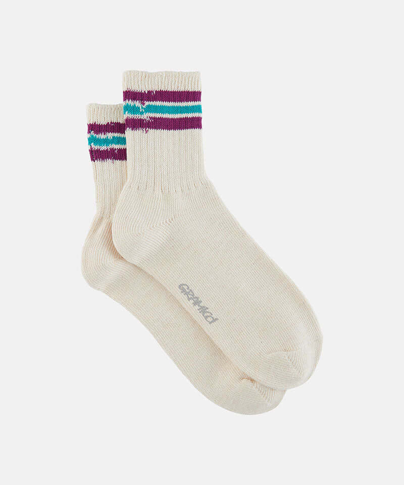 Gramicci Hemp Blend Stripe Socks Color: AUBERGINE