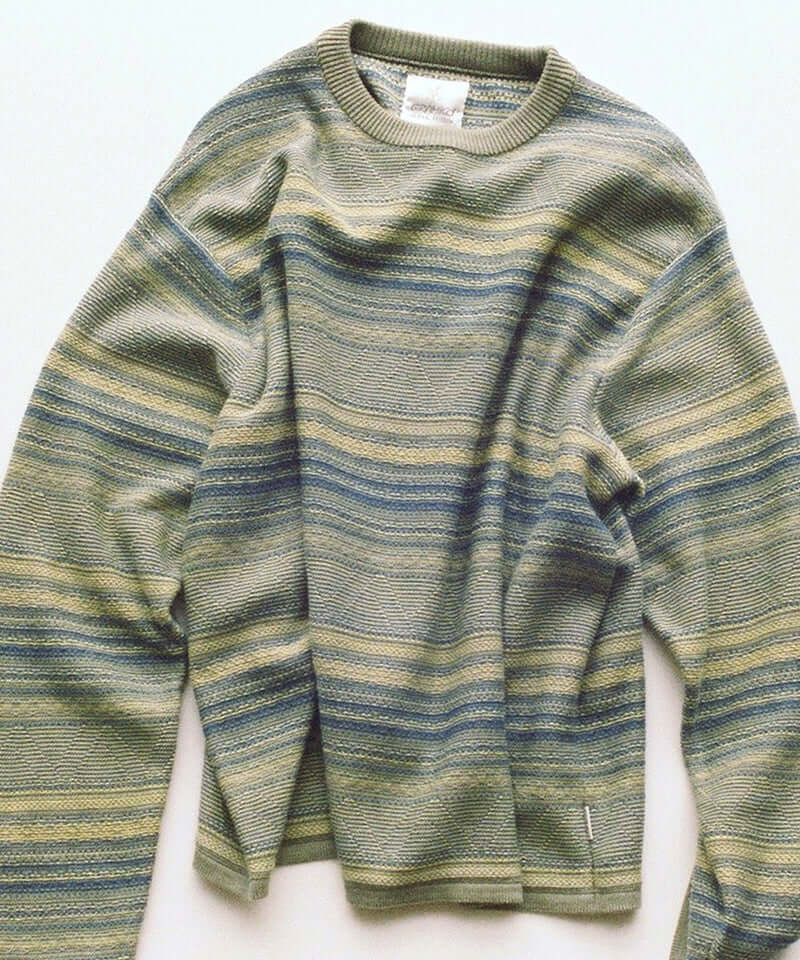 Gramicci & thisisneverthat Pattern Knit Crew Color: YELLOW STRIPE