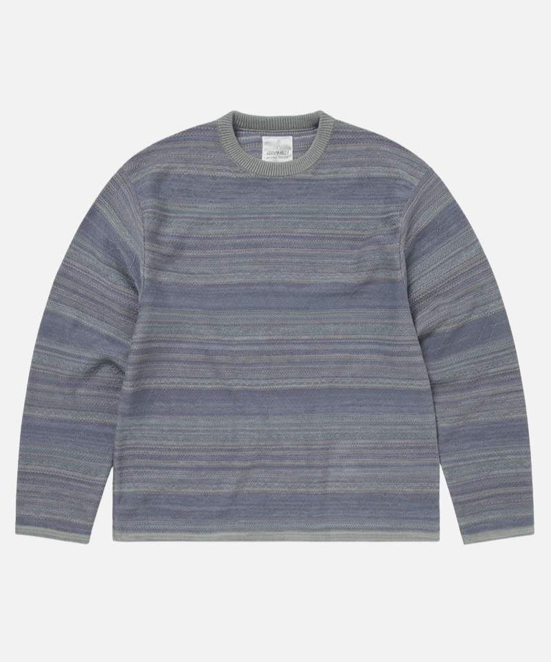 Gramicci & thisisneverthat Pattern Knit Crew Color: SAGE STRIPE