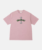 Gramicci lailac pigment colored Bone Tee Pigment Dyed with a graphic against a light-tone background.