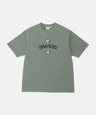 Gramicci sage pigment colored Bone Tee Pigment Dyed with a graphic against a light-tone background.