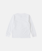 Back view of a Gramicci white One Point Logo Long Sleeve Tee against a light-tone background.