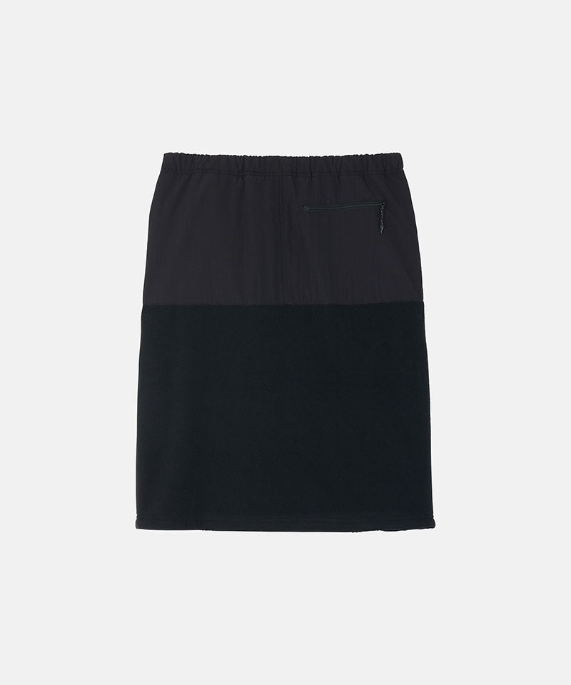 Back view of a black Gramicci Thermal Fleece Skirt against a light-tone background.