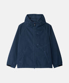 Gramicci dark navy Milton Hooded Jacket against a light-tone background.