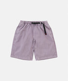 Purple Gramicci Natural Dyed Jam Short with a black belt against a light-tone background.