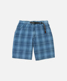 Gramicci indego Lagoon Short Denim Plaid against a light-tone background.