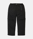 Black Gramicci Convertible Cargo Pants with a belt against a light-tone background.