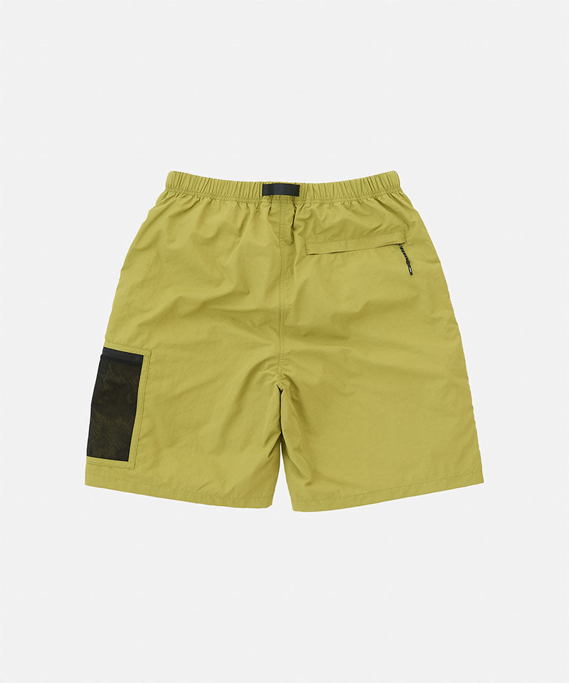 Back view of the Gramicci Guide Shorts in field green against a light-tone background.