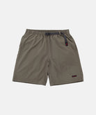 Granite colored Gramicci Nylon Packable G-Shorts with a belt against a light-tone background.