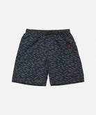 Navy leaf Gramicci Nylon Packable G-Shorts with a belt against a light-tone background.