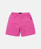 Back view of bright plum colored Gramicci Nylon Packable G-Short on a light-tone background.