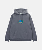Gramicci Blueberry Hooded Sweatshirt with blueberry graphic in charcoal against a light tone background.
