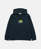 Gramicci vintage black Turtle Hooded Sweatshirt with turtle graphic against a light tone background.