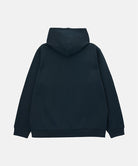 Back view of a Gramicci vintage black Turtle Hooded Sweatshirt  against a light tone background.