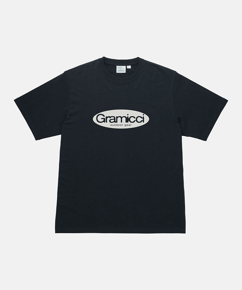 Gramicci vintage black Outdoor Gear Tee with a light beige graphic against a light-tone background.