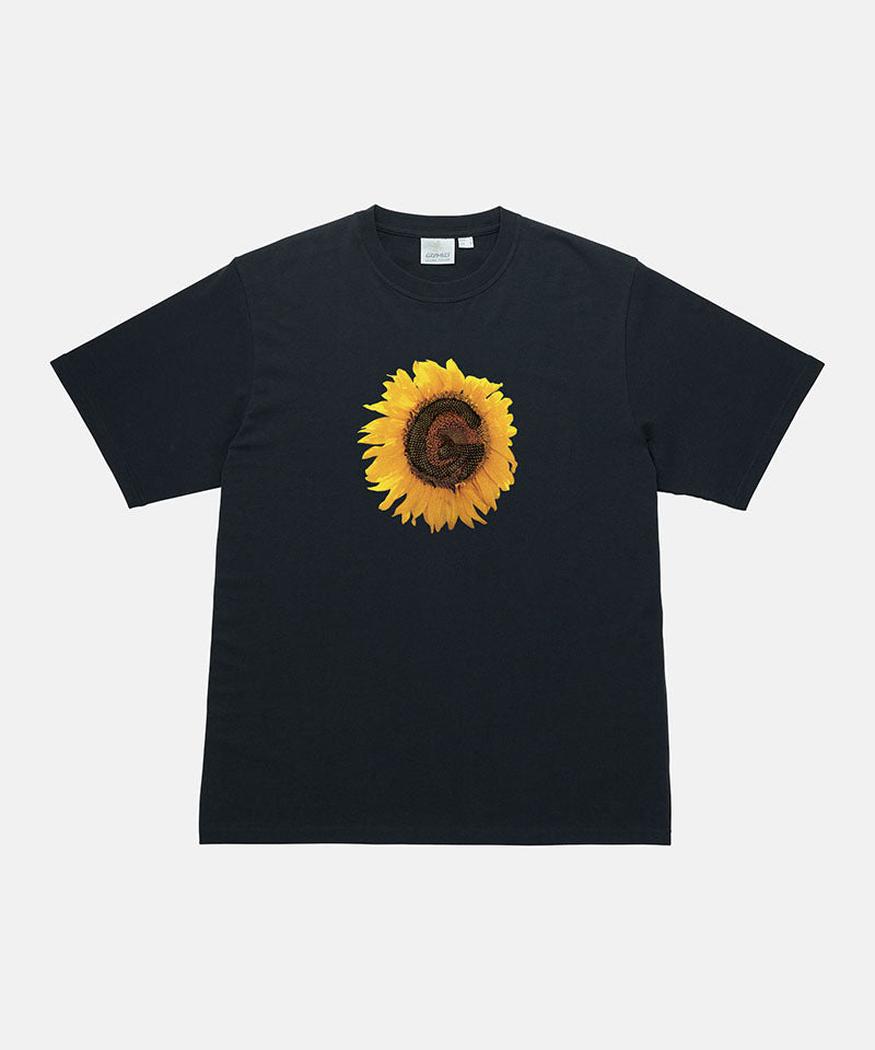 Gramicci vintage black G-Flower Tee with a sunflower graphic against a light-tone background.