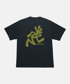 Back view of a Gramicci vintage black Running Man Tee with lime green graphic against a light-tone background.
