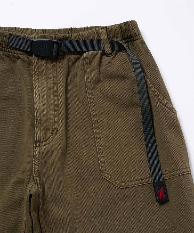 Close-up view of bark pigment colored Gramicci Women's Brooks Pants on a light-tone background.