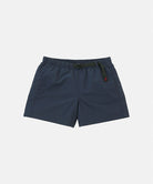 British navy Gramicci Women's Nylon Active Short with a black belt against a light-tone background.