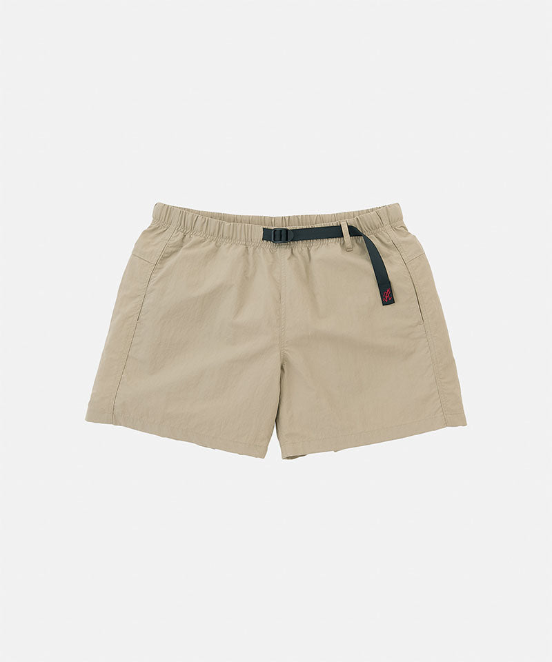 Milk tea Gramicci Women's Nylon Active Short with a black belt against a light-tone background.