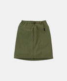 Gramicci olive Nylon Packable Midi Skirt against a light-tone background.