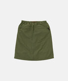 Back view of a Gramicci olive Nylon Packable Midi Skirt against a light-tone background.