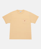 Gramicci mango colored One Point Tee with a small running man graphic against a light-tone background.